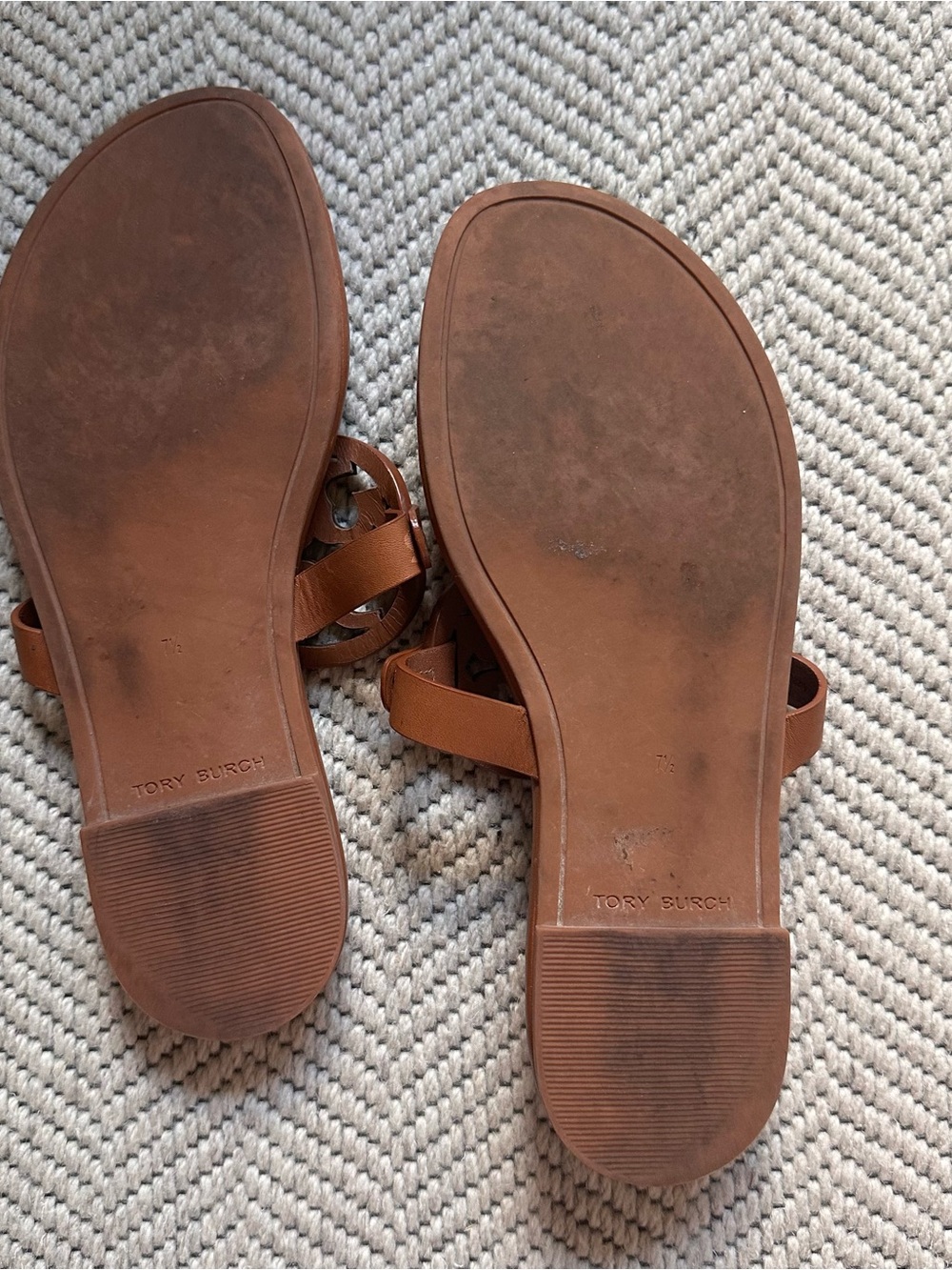 Tory Burch Cognac Miller Logo Thong Sandals - Picture 6 of 6
